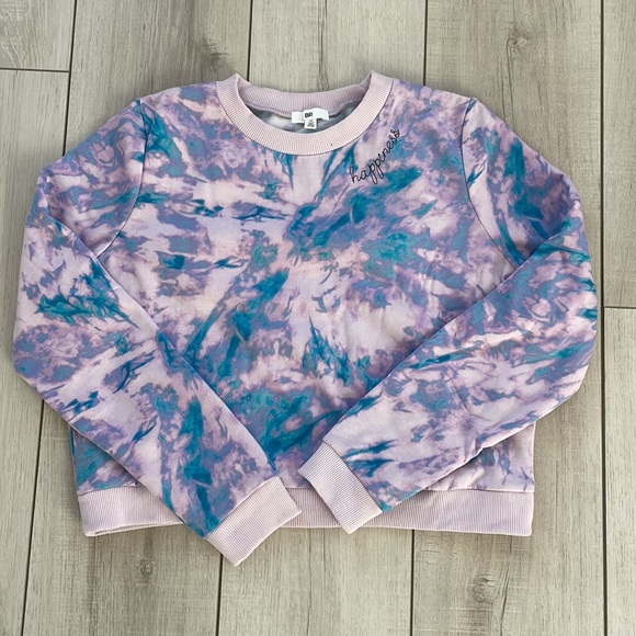 NWT BP Happiness Tie Dye Cropped Crew Blue/Pink/Purple - Picture 1 of 3